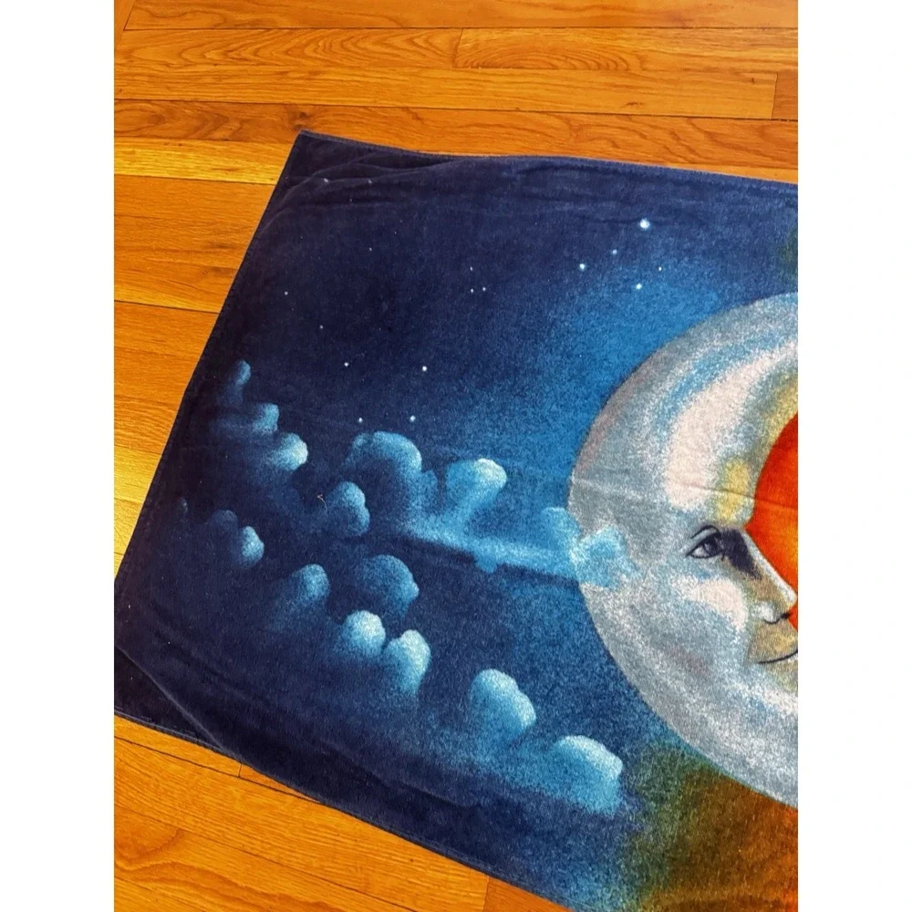 Vintage Copa Sun Moon Celestial Face Cotton Towel Beach‎ Y2K 2000 Psychedelic